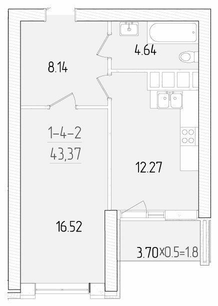 1-комнатная 43.37 м² в ЖК KADORR City от 24 450 грн/м², Одесса