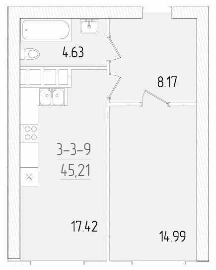 1-комнатная 45.21 м² в ЖК KADORR City от 24 450 грн/м², Одесса