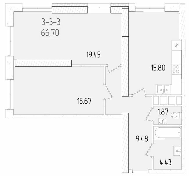 2-комнатная 66.7 м² в ЖК KADORR City от 23 700 грн/м², Одесса