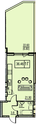 1-комнатная 36.46 м² в ЖК Manhattan от 23 150 грн/м², Одесса