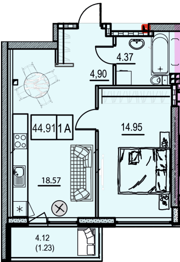 1-комнатная 44.91 м² в ЖК Manhattan от 23 150 грн/м², Одесса