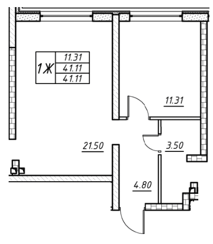 1-кімнатна 41.11 м² в ЖК Manhattan від 28 200 грн/м², Одеса