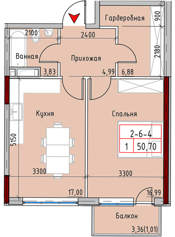 1-кімнатна 50.7 м² в ЖК MARINIST residence від 30 400 грн/м², Одеса
