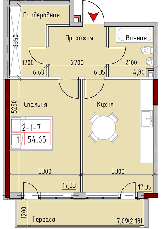1-кімнатна 54.65 м² в ЖК MARINIST residence від 30 400 грн/м², Одеса