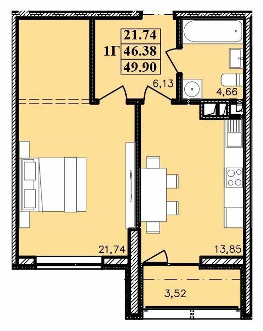 1-кімнатна 49.9 м² в ЖК Modern від 20 050 грн/м², Одеса