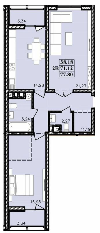 2-комнатная 77.8 м² в ЖК Modern от 21 400 грн/м², Одесса