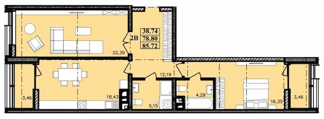 2-комнатная 85.72 м² в ЖК Modern от 21 400 грн/м², Одесса