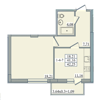 1-кімнатна 42.25 м² в ЖК Platinum Residence від 32 950 грн/м², Одеса