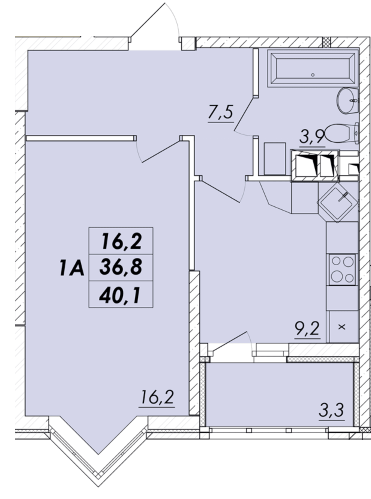 1-кімнатна 40.1 м² в ЖК RealPark від 21 300 грн/м², Одеса