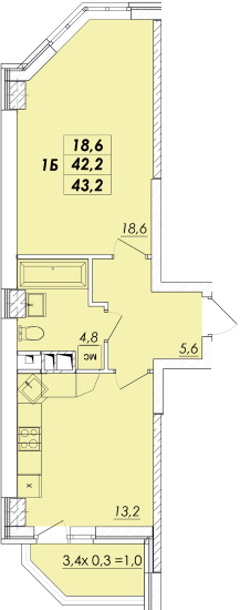 1-комнатная 43.2 м² в ЖК RealPark от 21 300 грн/м², Одесса