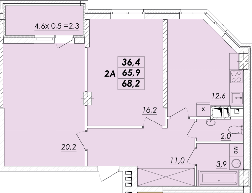 2-кімнатна 68.2 м² в ЖК RealPark від 18 450 грн/м², Одеса