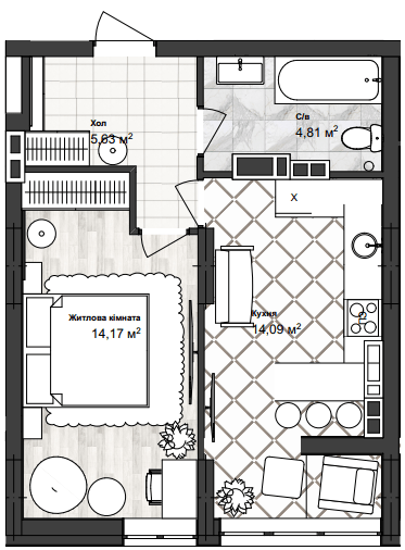 1-комнатная 38.7 м² в ЖК Sea Town от 19 950 грн/м², Одесса