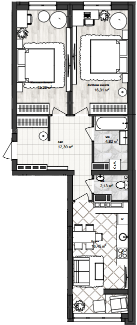 2-комнатная 67.49 м² в ЖК Sea Town от 19 350 грн/м², Одесса