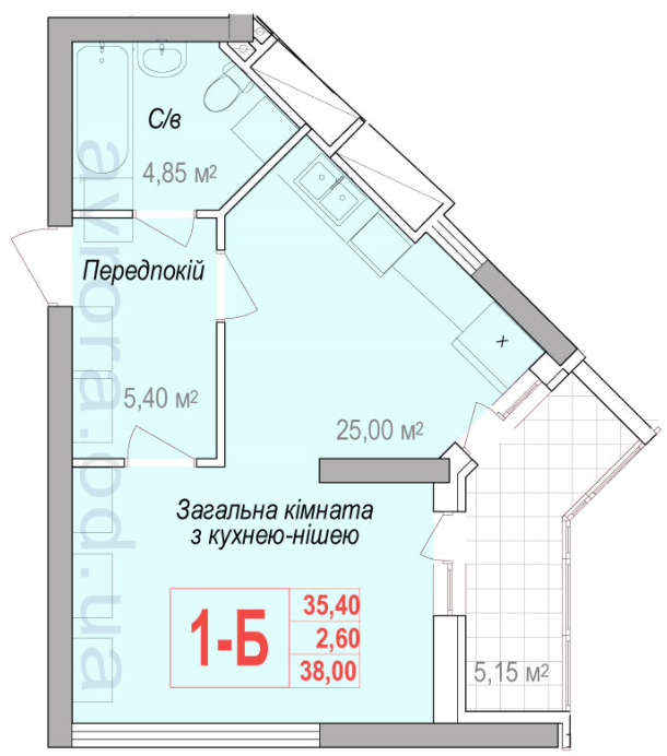 1-комнатная 38 м² в ЖК Аврора от 21 900 грн/м², Одесса