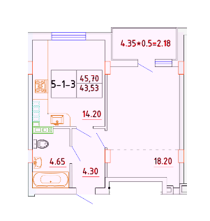 1-кімнатна 43.53 м² в ЖК Smart City від 21 050 грн/м², с. Крижанівка