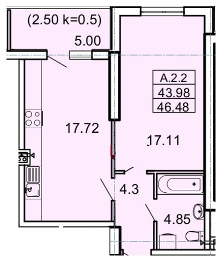 1-комнатная 46.48 м² в ЖК Акрополь от 30 350 грн/м², Одесса