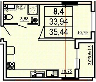 1-кімнатна 35.44 м² в ЖК Аполон від 30 100 грн/м², Одеса