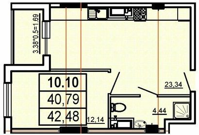 1-кімнатна 42.48 м² в ЖК Аполон від 30 100 грн/м², Одеса