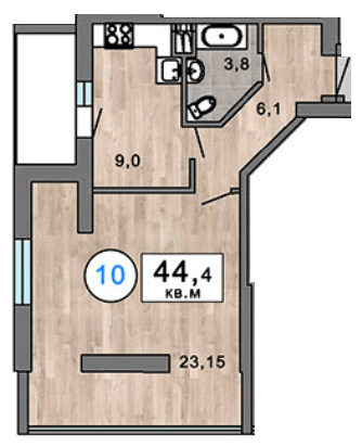 1-кімнатна 44.4 м² в ЖК Клубний 7 від 25 550 грн/м², Одеса