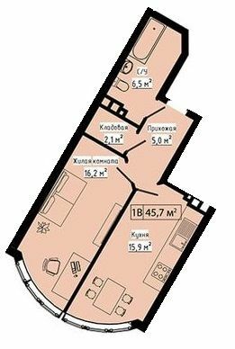 1-комнатная 45.7 м² в ЖК Курортный от 25 400 грн/м², Одесса