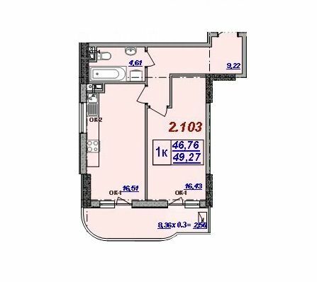 1-комнатная 49.27 м² в ЖК Милос от 29 650 грн/м², Одесса