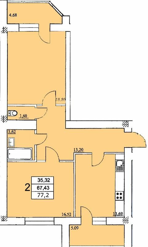 2-кімнатна 77.2 м² в ЖК на Єфимова від 18 500 грн/м², Одеса