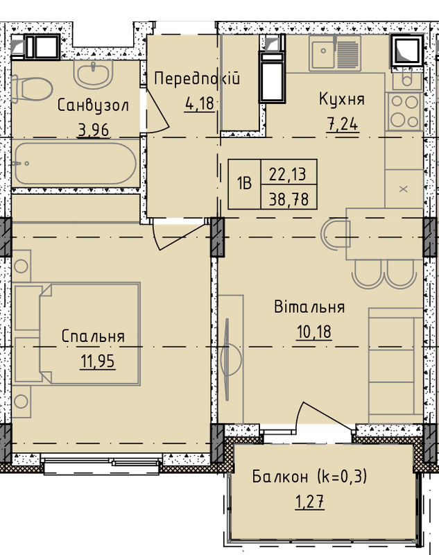 1-кімнатна 38.78 м² в ЖК Приморські Сади від 19 950 грн/м², Одеса