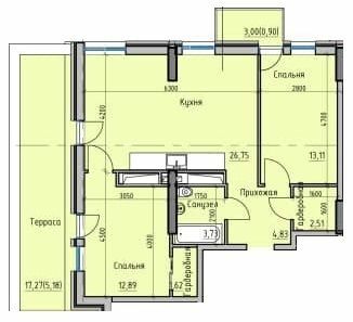 2-комнатная 71.52 м² в ЖК Пространство Eco City (Пространство на Радостной) от 25 250 грн/м², Одесса