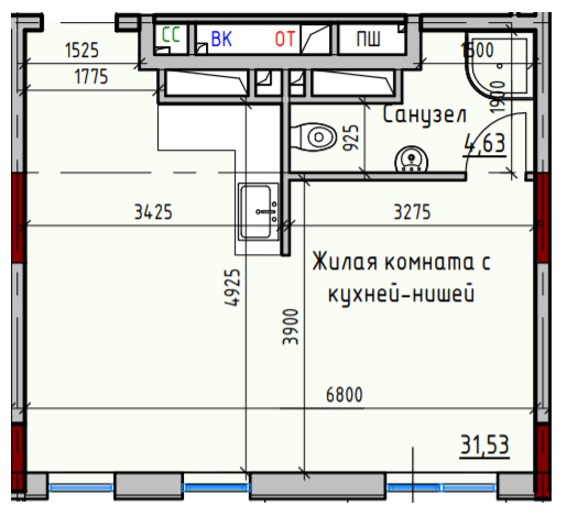 1-комнатная 35.79 м² в ЖК Пространство Eco City (Пространство на Радостной) от 23 850 грн/м², Одесса