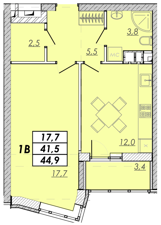 1-комнатная 44.9 м² в ЖК Прохоровский квартал от 20 150 грн/м², Одесса