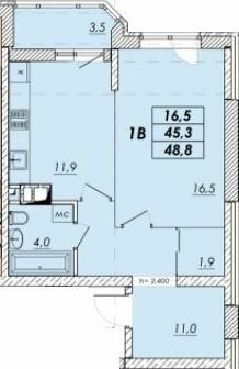 1-кімнатна 48.8 м² в ЖК Прохоровський квартал від 24 700 грн/м², Одеса