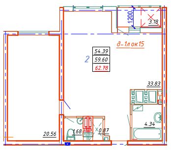 2-кімнатна 62.78 м² в ЖК Удобный від 22 200 грн/м², Одеса