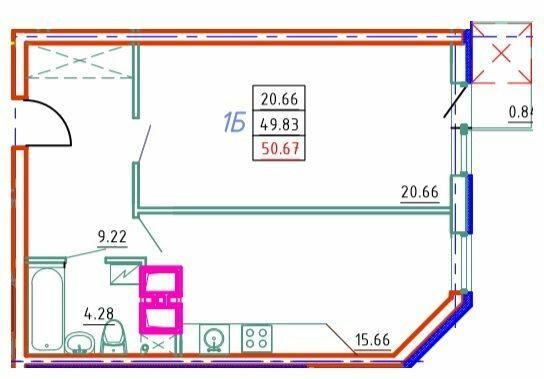 1-комнатная 50.67 м² в ЖК Удобный от 24 850 грн/м², Одесса