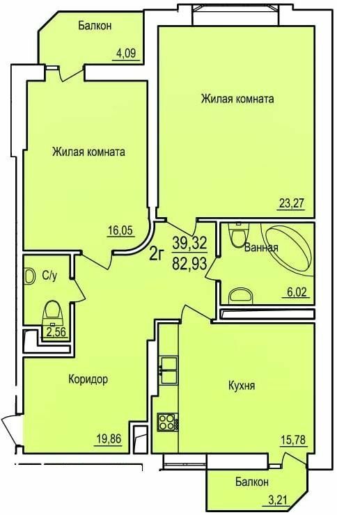 2-комнатная 82.93 м² в ЖСК Поющий фонтан от 24 000 грн/м², Одесса