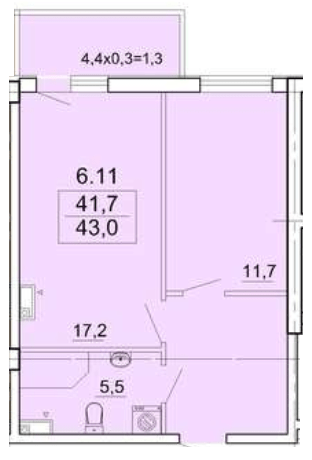 1-комнатная 43 м² в КД Аполлон на Карантинной от 39 350 грн/м², Одесса