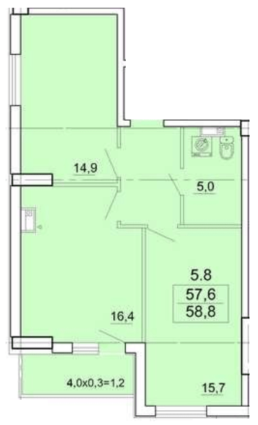 2-кімнатна 58.8 м² в КБ Аполлон на Карантинной від 38 000 грн/м², Одеса