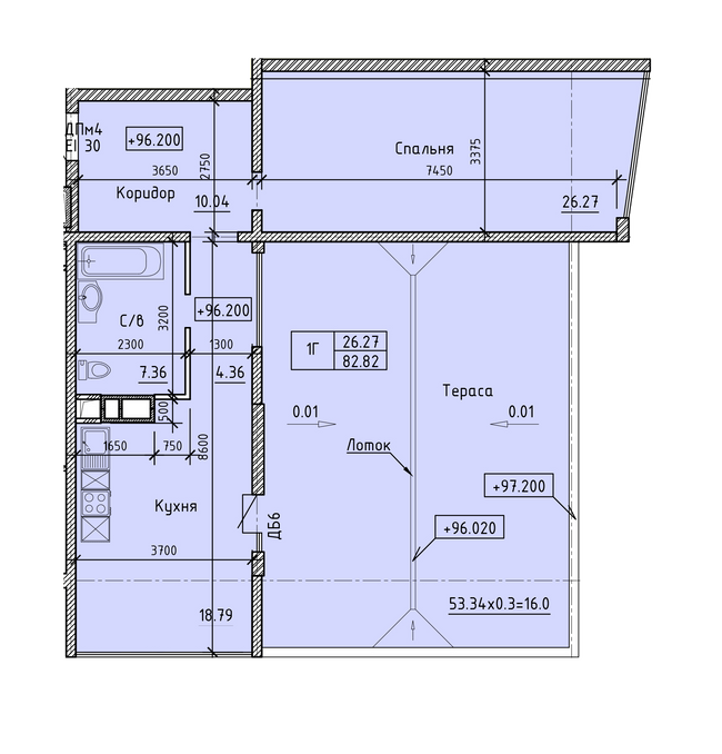 1-кімнатна 82.82 м² в Комплекс апартаментов Олімпійський від 28 100 грн/м², Одеса