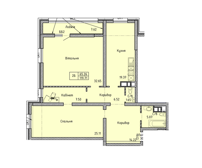 2-кімнатна 119.71 м² в Комплекс апартаментов Олімпійський від 33 700 грн/м², Одеса