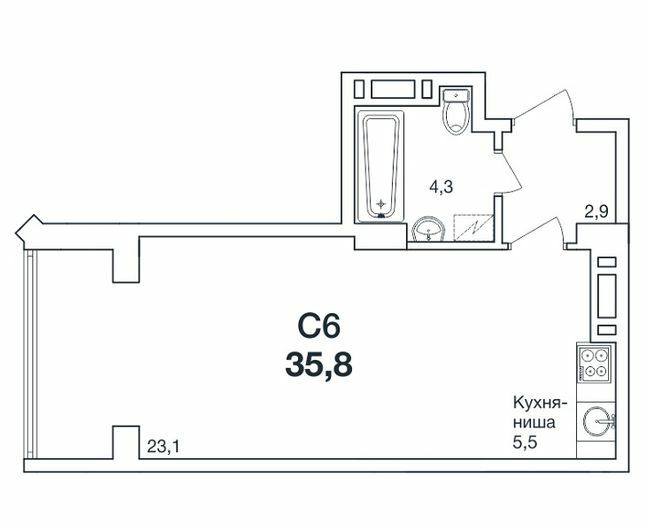 1-кімнатна 35.8 м² в ЖК Нова Європа від 17 800 грн/м², с. Ілічанка