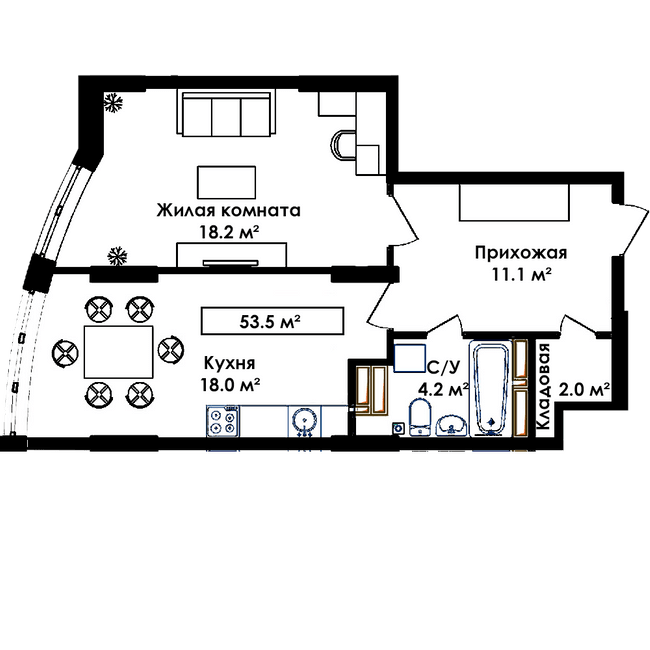 1-кімнатна 53.5 м² в ЖК Бурштиновий від 17 800 грн/м², с. Ілічанка