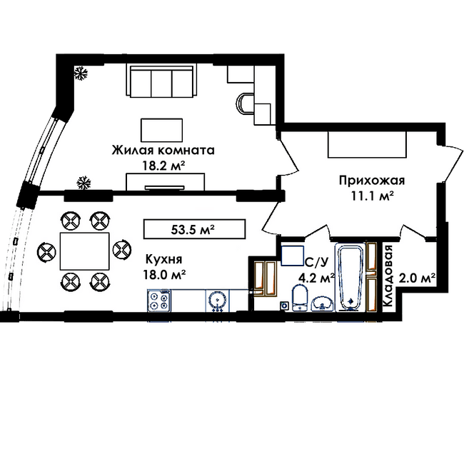 1-комнатная 53.5 м² в ЖК Янтарный от 17 800 грн/м², с. Иличанка