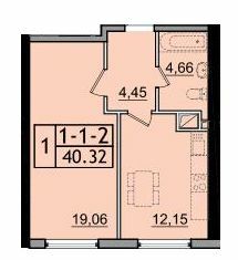1-комнатная 40.32 м² в ЖК Пятьдесят девятая Жемчужина от 22 350 грн/м², с. Крыжановка
