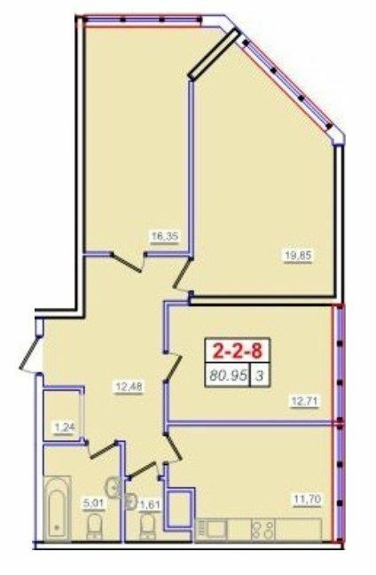 3-кімнатна 80.95 м² в ЖК П'ятдесят третя перлина від 18 100 грн/м², Одеса