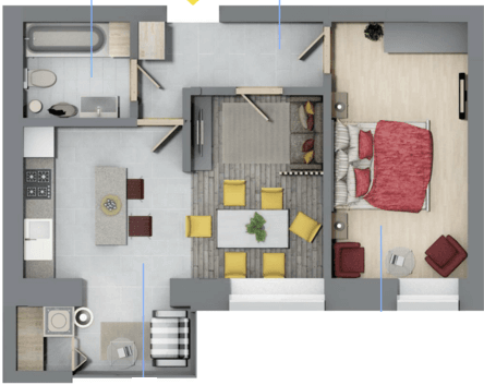 1-комнатная 45.25 м² в ЖК Rubicon City от 18 600 грн/м², г. Винники