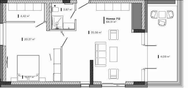 1-комнатная 68.31 м² в Апарт-комплекс LEV CITY от 90 350 грн/м², Львов