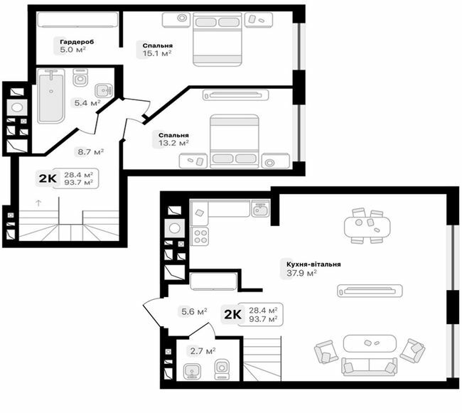 Дворівнева 93.7 м² в ЖК Auroom City від 18 650 грн/м², Львів