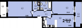 2-комнатная 74.8 м² в ЖК Globus Central Park от 59 300 грн/м², Львов