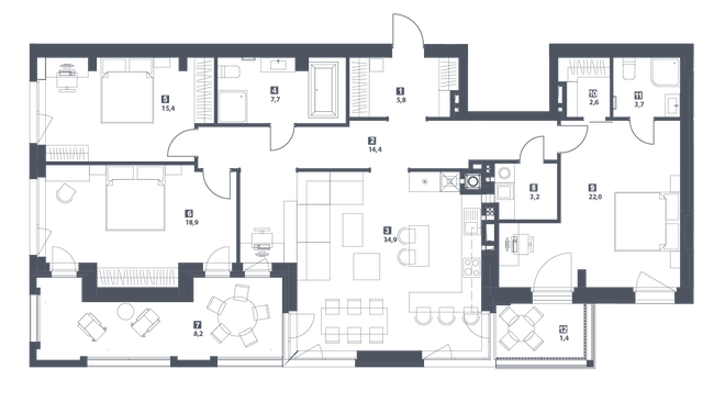 3-кімнатна 138.2 м² в ЖК S78 від 53 900 грн/м², Львів