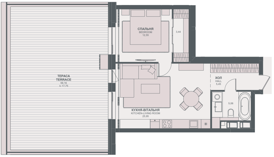 1-комнатная 70.2 м² в ЖК TRIIINITY от 63 650 грн/м², Киев