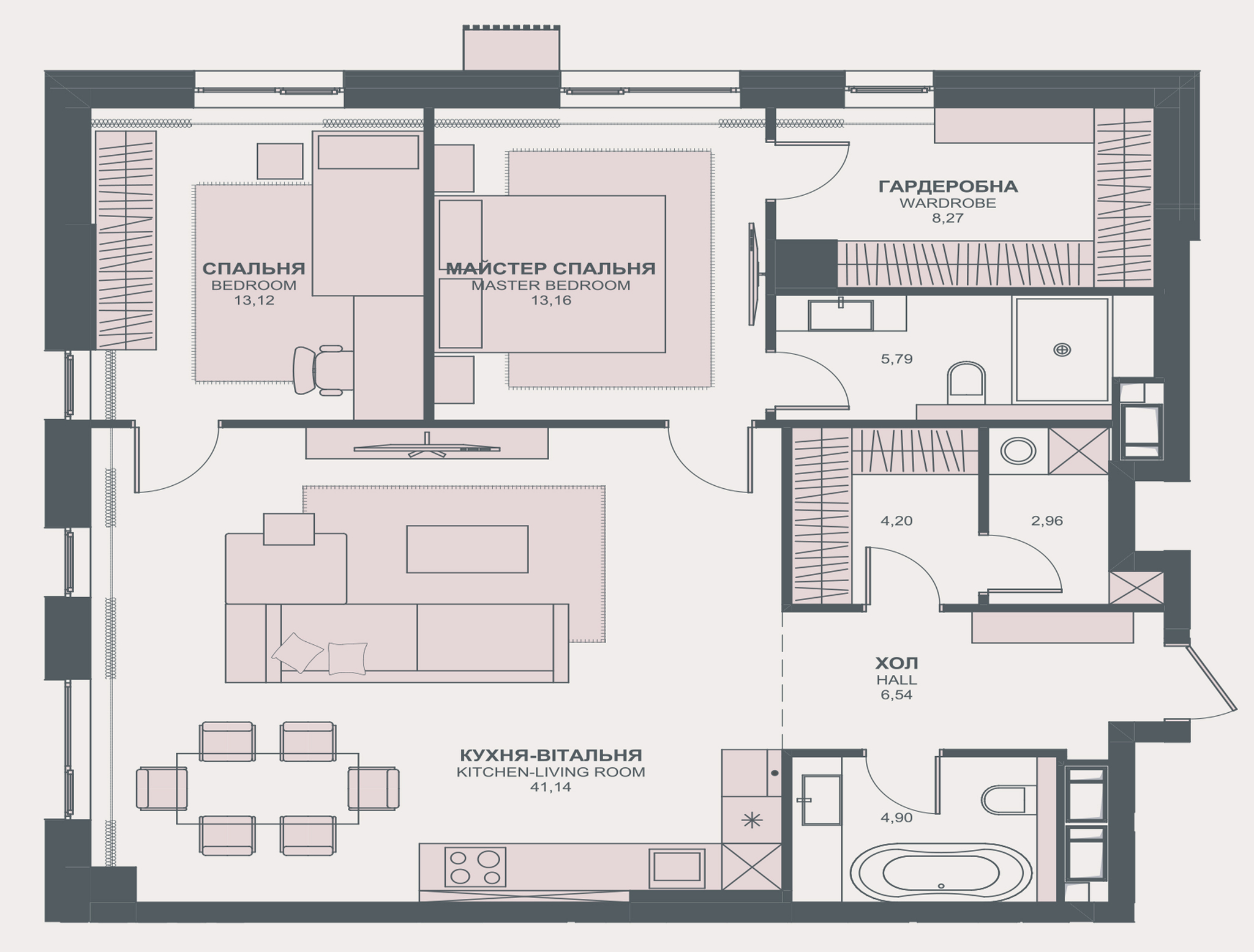 2-комнатная 99.93 м² в ЖК TRIIINITY от 86 000 грн/м², Киев